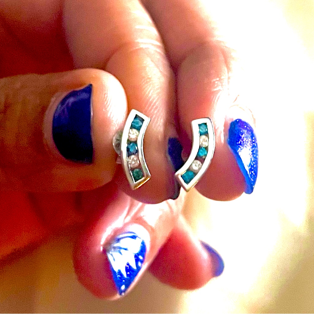 14k Blue And White Diamonds Earrings 625$